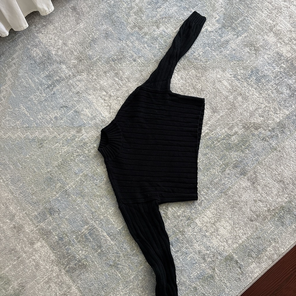 Black Ribbed Knit Sweater